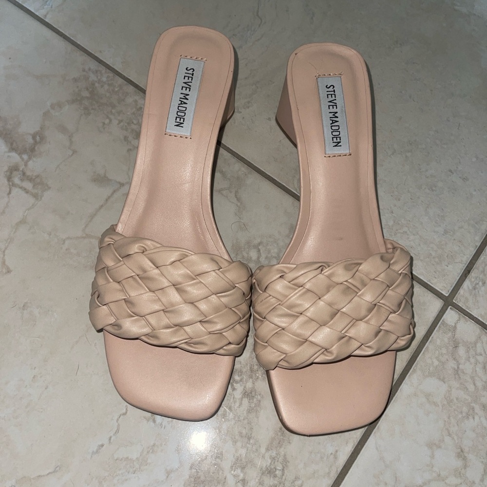 Steve Madden Cream Heels with Braided Strap